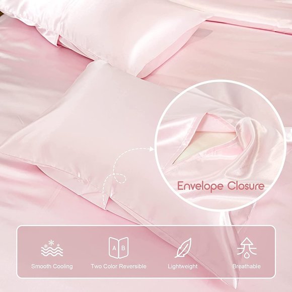 New Cooling Satin Comforter Set Soft Silky Cooling Down Alternative Reve… - Picture 7 of 9